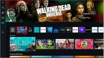 Το Smart Hub της Samsung προβάλλει διαφημίσεις και προτάσεις για να διευκολύνει την ανακάλυψη περιεχομένου και εφαρμογών.