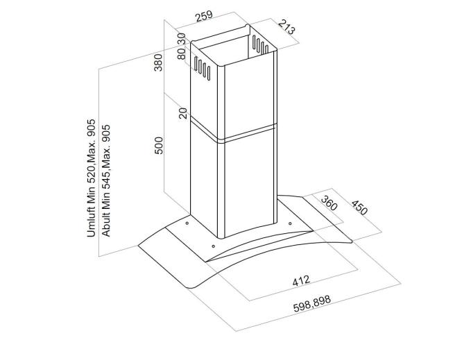 Davoline Απορροφητήρας Καμινάδα ECOGLASS60