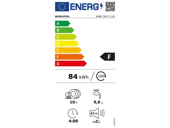 Whirlpool WSBC 3M17X Εντοιχιζόμενο Πλυντήριο Πιάτων