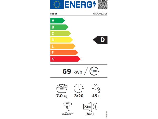 Bosch WAN 20107GR Πλυντήριο Ρούχων