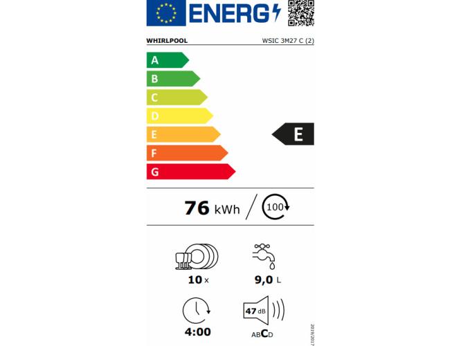 Whirlpool WSIC 3M27C Εντοιχιζόμενο Πλυντήριο Πιάτων