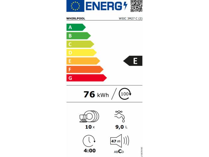 Whirlpool WSIC 3M27C Εντοιχιζόμενο Πλυντήριο Πιάτων