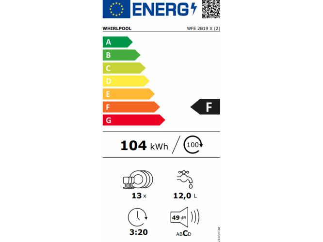 Whirlpool WFE 2B19X Πλυντήριο Πιάτων