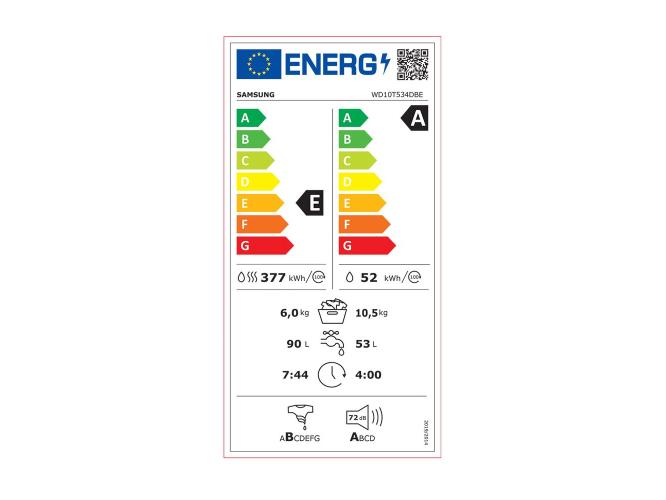 Πλυντήριο Στεγνωτήριο Samsung WD10T534DBE