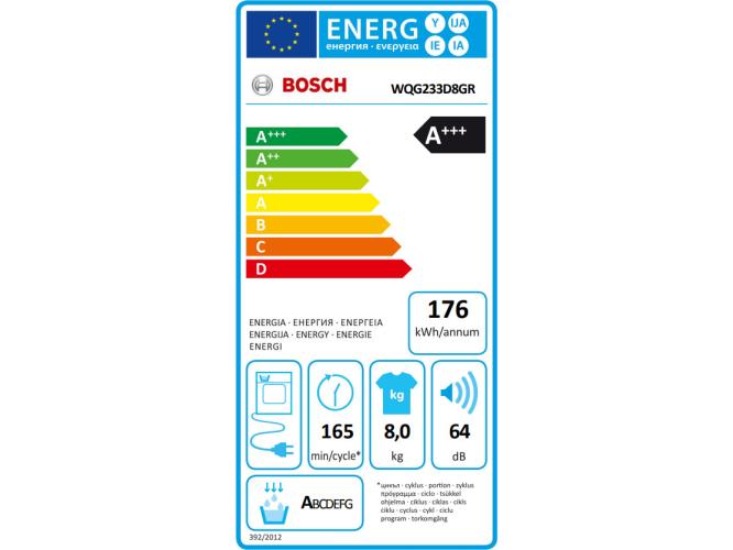 Στεγνωτήριο Bosch WQG233D8GR