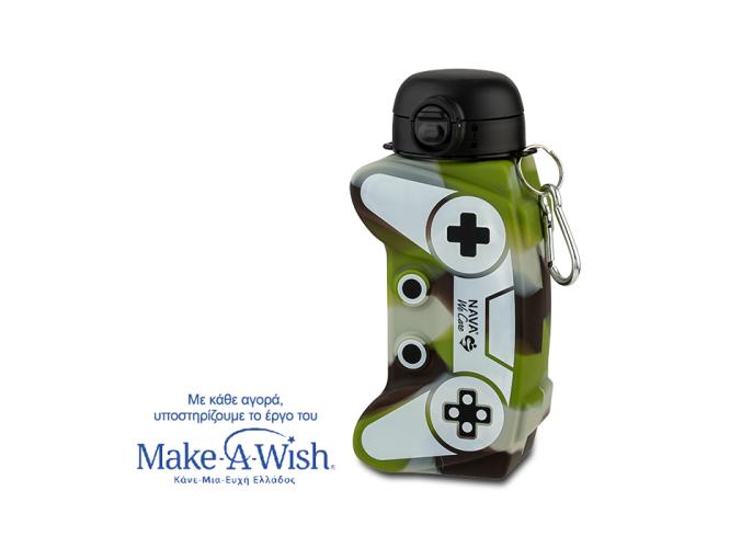 Μπουκάλι νερού σιλικόνης army game joystick "We Care" 600ml